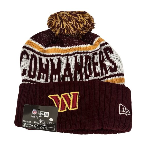 New Era Commanders On Field Knit Fully Lined Beanie w/ Pom NFL Football Athleisu - Picture 1 of 6